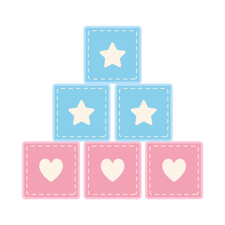 gender reveal pink and blue blocksのイラスト素材