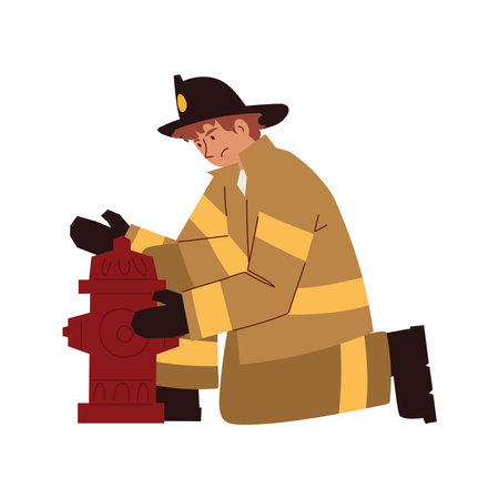 firefighter use hydrantのイラスト素材