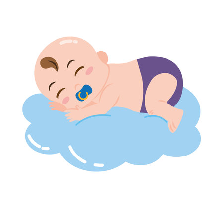 baby sleep on cloudのイラスト素材