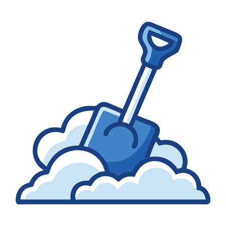 Snow shovel digging through fresh snow iconのイラスト素材