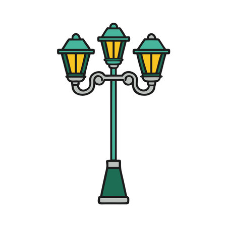 Vintage street lamp with multiple lanterns illustrationのイラスト素材