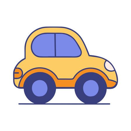 Retro wooden toy car illustrationのイラスト素材