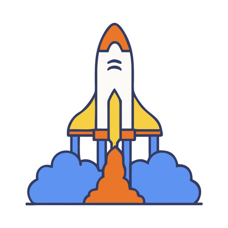 Space shuttle taking off launch sceneのイラスト素材