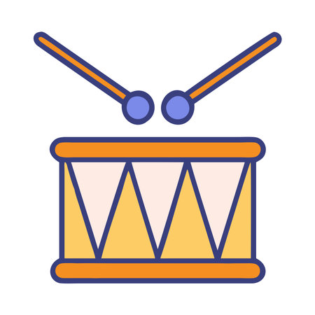 Vintage wooden drum toy iconのイラスト素材