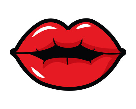 Red Lips Pop Art Illustrationのイラスト素材