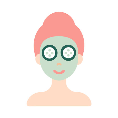 Woman with Cucumber Face Mask Illustrationのイラスト素材