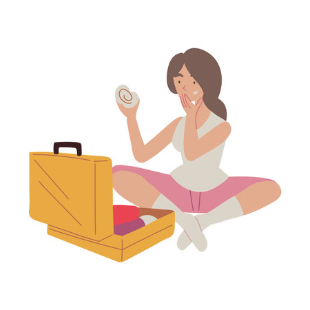 Woman Folding Clothes Illustrationのイラスト素材