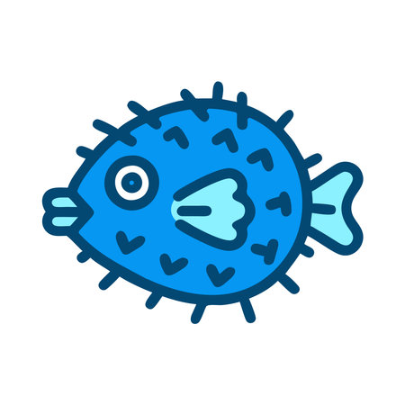 Ocean wildlife pufferfish iconのイラスト素材