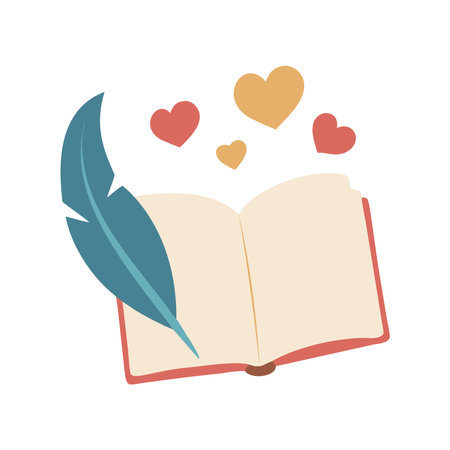 Poem Book Vintage Love Heartsのイラスト素材
