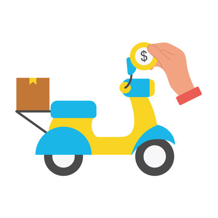 Cash on Delivery Scooter Parcel Serviceのイラスト素材