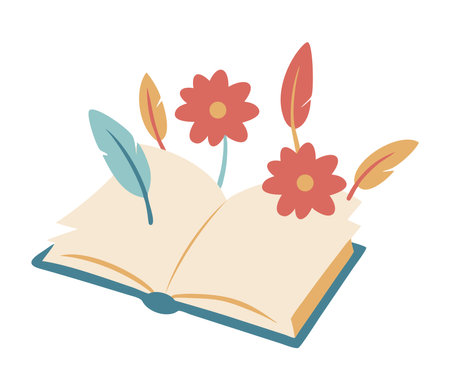 Poem Book Vintage Open Flowersのイラスト素材