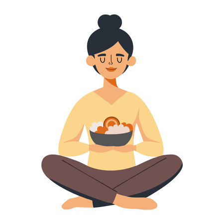 Mindful Eating Woman Self Careのイラスト素材