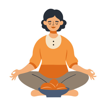 Mindful Eating Woman Meal Awarenessのイラスト素材