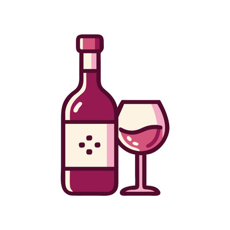 Wine Bottle with Glass and Pouring Iconのイラスト素材