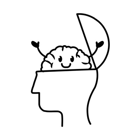 Happy Mind Brain with Open Headのイラスト素材