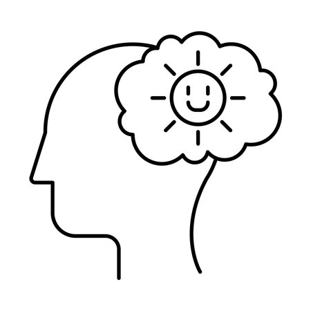 Happy Mind Brain with Sun Iconのイラスト素材