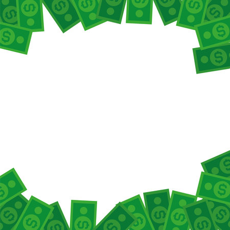 Money Border Bottom Frame Corner Stack Cash Design Illustrationのイラスト素材