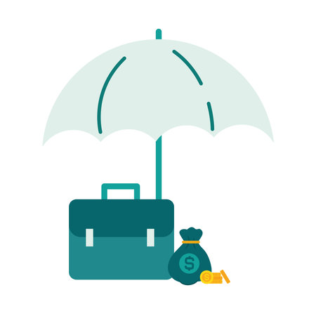 Money Guaranteed Umbrella Luggage and Cash Bag Insurance Icon Vectorのイラスト素材