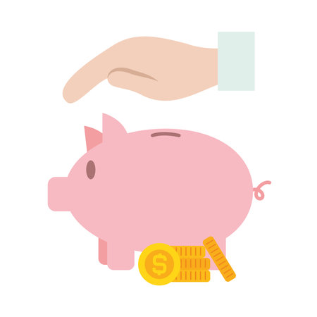 Money Guaranteed Piggy Bank Saving Coins Secure Investment Icon Vectorのイラスト素材