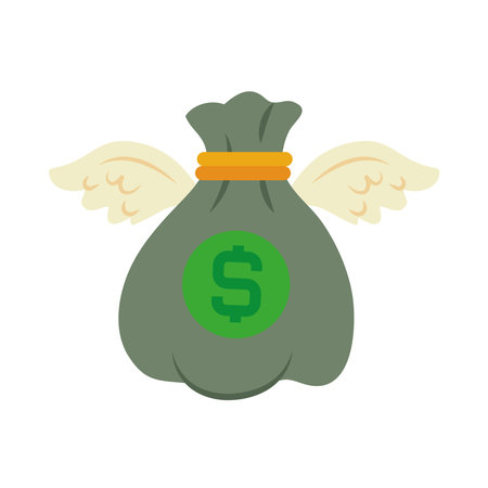 Money Flying Bag Full Cash with Wings Financial Escape Vectorのイラスト素材