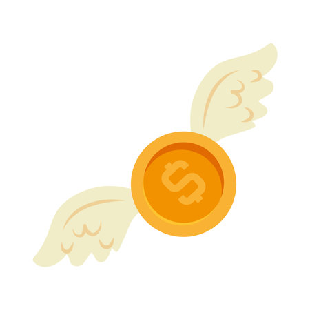 Money Flying Gold Coin Winged Currency Financial Icon Vectorのイラスト素材