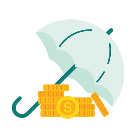 Money Guaranteed Coins Under Umbrella Secure Insurance Protection Vectorのイラスト素材