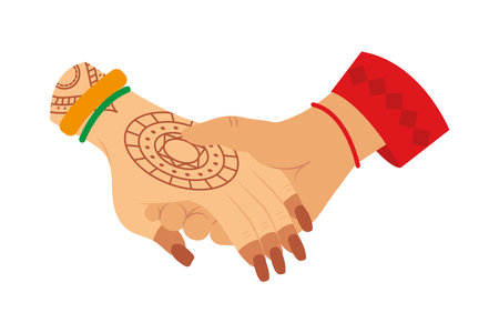 Indian Wedding Hands Bride Groom Handshakeのイラスト素材