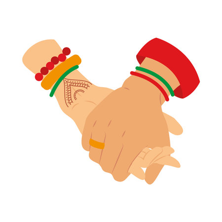 Indian Wedding Hands Holding Coupleのイラスト素材
