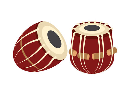 Indian Classical Tabla Red Drum Folk Instrument Percussion Vectorのイラスト素材