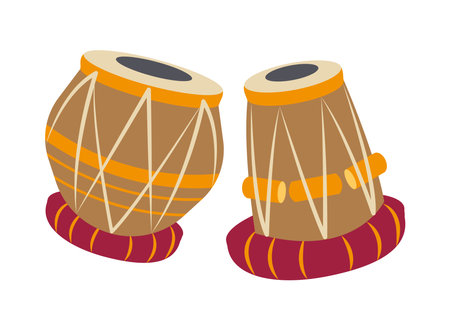 Indian Classical Tabla Wooden Percussion Drum Instrumentのイラスト素材
