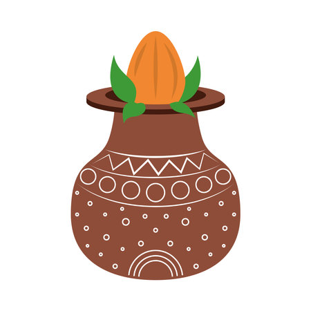 Indian Wedding Haldi Kalash Coconut Ritual Pot Sacred Ceremony Cultural Vectorのイラスト素材