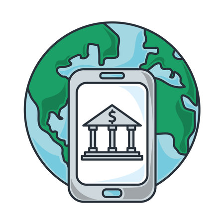World Bank Digital Banking App Global Finance Connectivity Vectorのイラスト素材