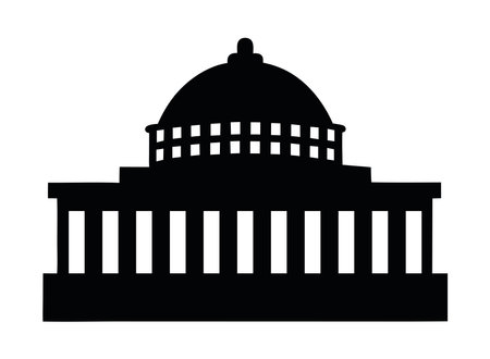 Indian Parliament Minimal Dome Silhouette Political Monument Government Vectorのイラスト素材