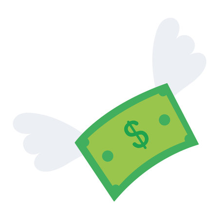 Money Wings Dollar Note Flying Cartoon Cash Flat Sky Movementのイラスト素材