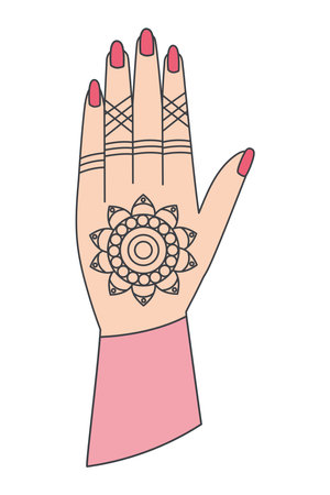 Indian Wedding Hands Female Fingers Mehndi Art Bridal Ceremony Cultural Vectorのイラスト素材