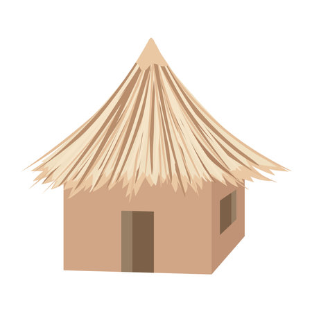 Indian Village House Thatch Roof Traditional Mud Architecture Rural Shelter Homeのイラスト素材