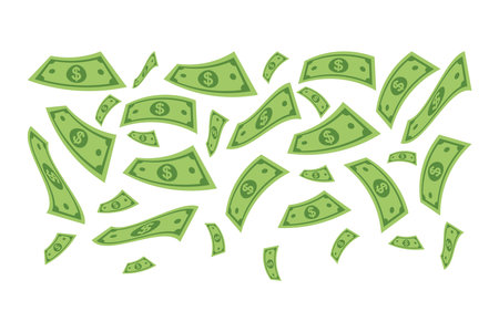 Money Border Graphic Cartoon Dollar Falling Flat Wealth Cash Financialのイラスト素材