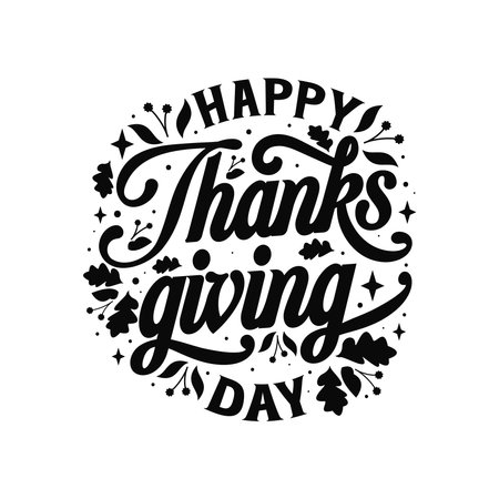 Happy Thanksgiving Day typography design for greeting card.のイラスト素材