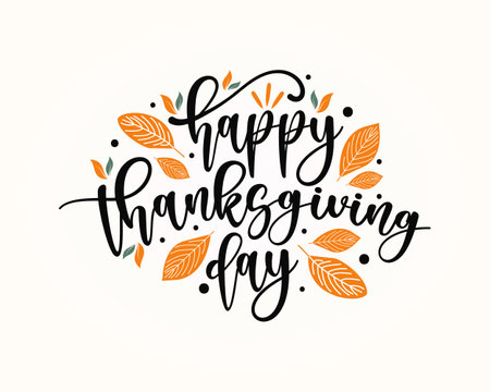 Happy thanksgiving Day flat typography design.のイラスト素材