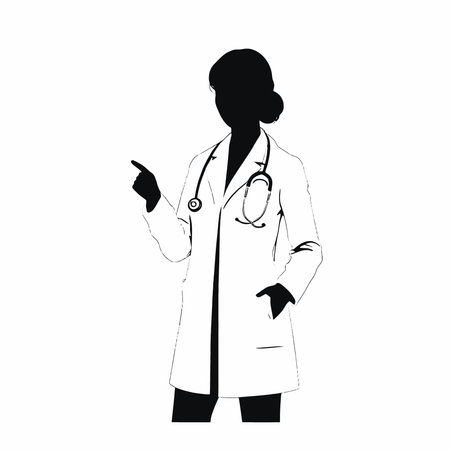female doctor standing pose vector silhouetteのイラスト素材