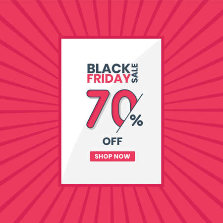 Black Friday sales banner 70% off. Black Friday promotion 70% discount offerのイラスト素材