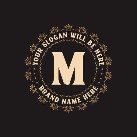 Luxury creative letter M logo for company, M letter logo free vectorのイラスト素材