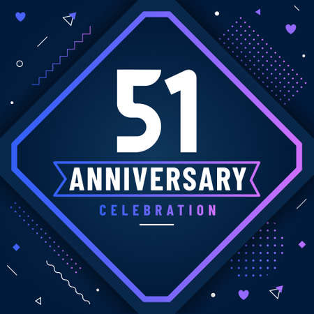 51 years anniversary greetings card, 51 anniversary celebration background free vector.のイラスト素材