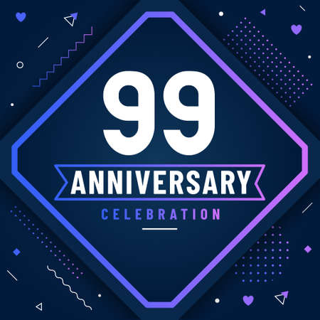 99 years anniversary greetings card, 99 anniversary celebration background free vector.のイラスト素材