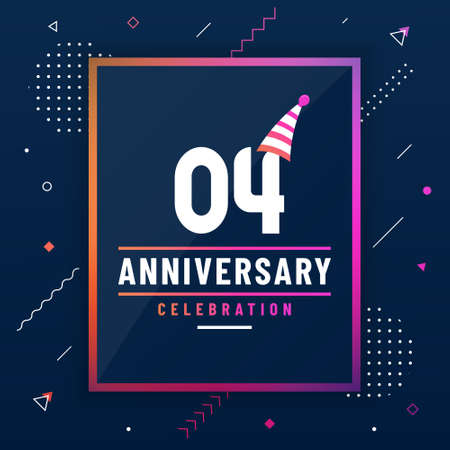 4 years anniversary greetings card, 4 anniversary celebration background free vector.のイラスト素材