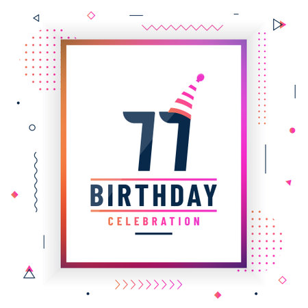 77 years birthday greetings card, 77 birthday celebration background colorful free vector.のイラスト素材