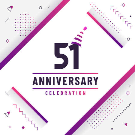 51 years anniversary greetings card, 51 anniversary celebration background free colorful vector.のイラスト素材