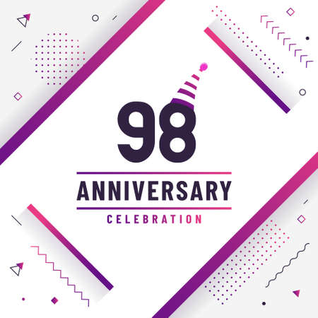98 years anniversary greetings card, 98 anniversary celebration background free colorful vector.のイラスト素材