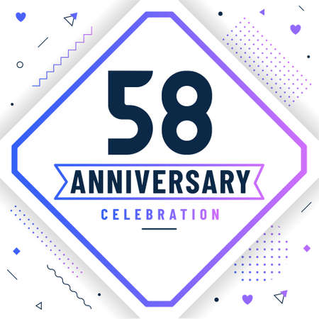 58 years anniversary greetings card, 58 anniversary celebration background free vector.のイラスト素材