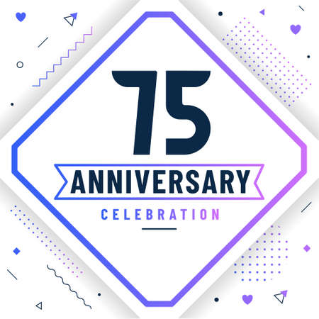75 years anniversary greetings card, 75 anniversary celebration background free vector.のイラスト素材